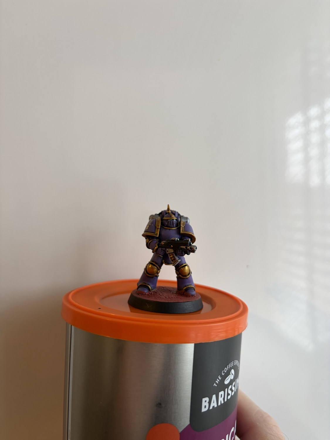 Step 13: Emperor's Children Mk III miniature with Legion marking and Martian Earth base — reference view 2