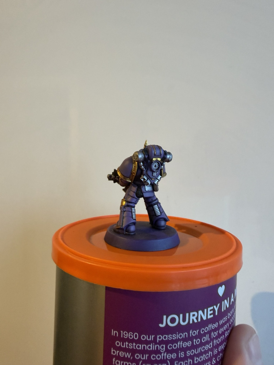 Step 12: Emperor's Children Mk III miniature after final armour and metal refinement — reference view 3