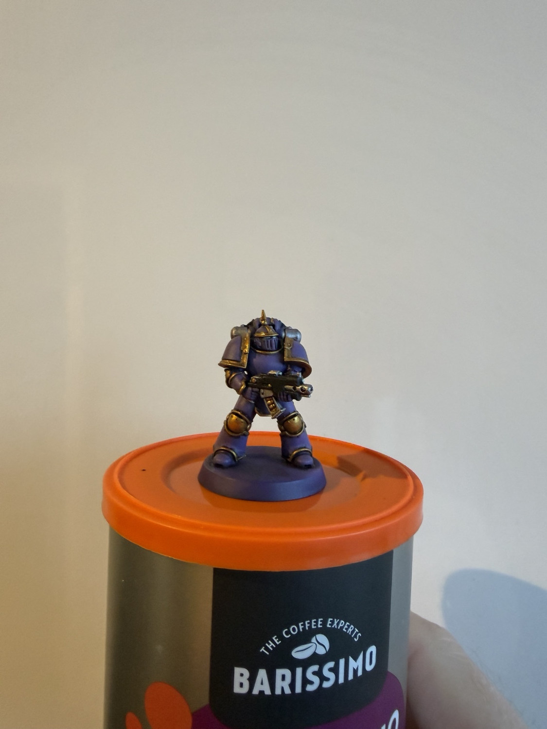 Step 12: Emperor's Children Mk III miniature after final armour and metal refinement — reference view 1