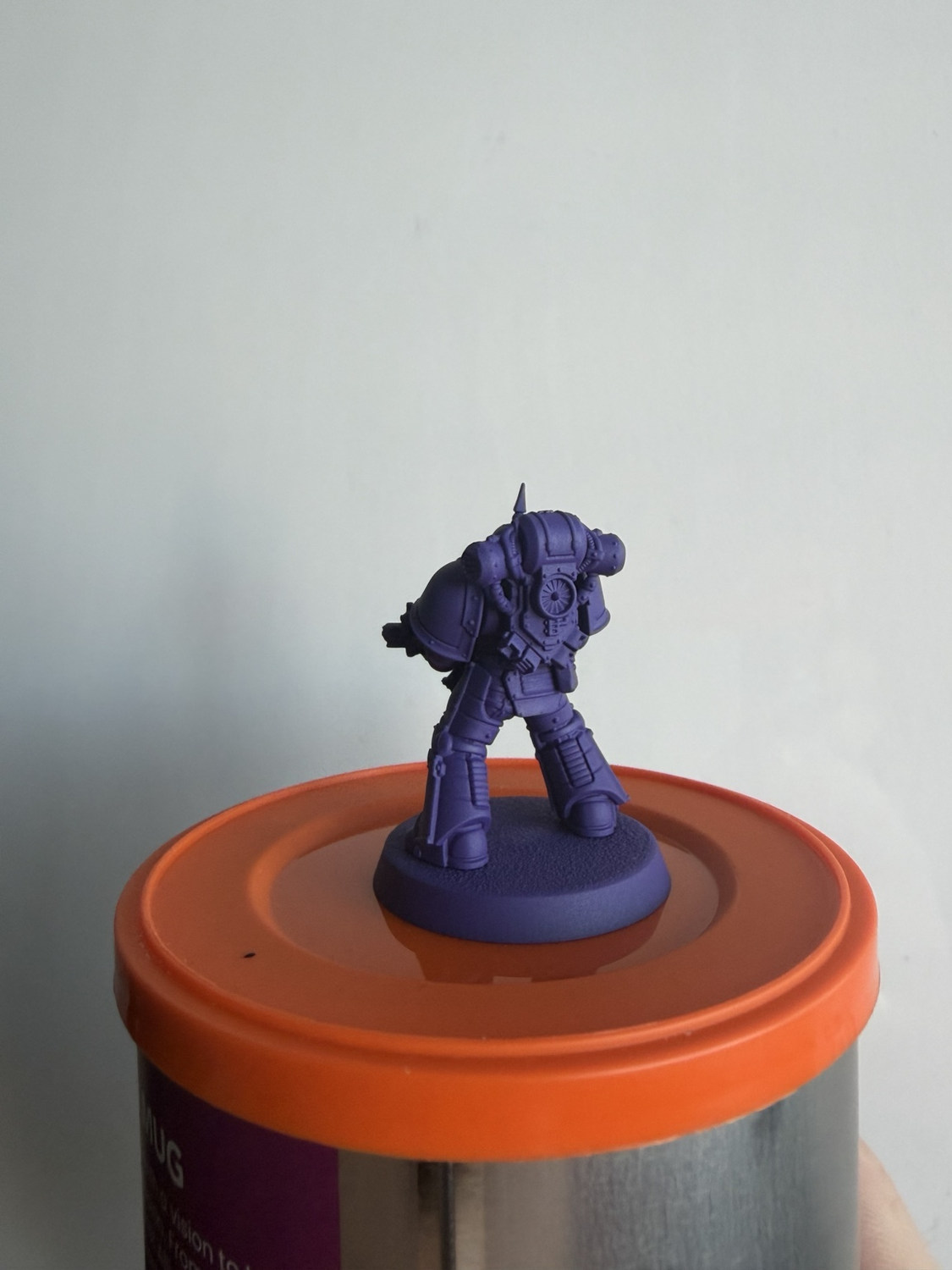 Step 2: Emperor's Children Mk III miniature primed in Imperial Purple — reference view 3
